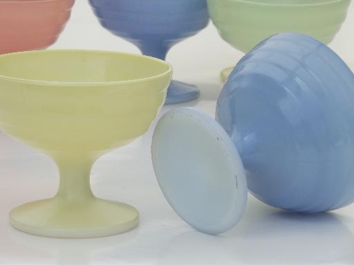 photo of pastel moderntone ice cream dishes, vintage Hazel Atlas glass sherbets #5