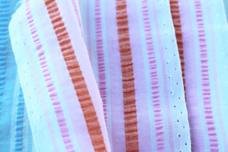 photo of pastels on white summery cotton seersucker preppy vintage fabric candy stripe #2