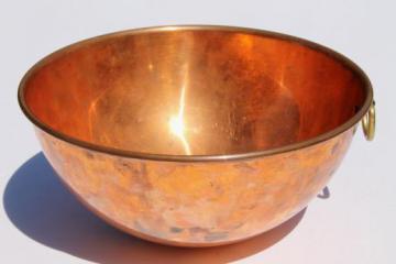 catalog photo of pastry chef's round bottom solid copper bowl for beating egg whites