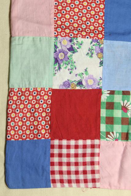 photo of patchwork pieced quilt block cushion covers, vintage cotton print pillow cases #3