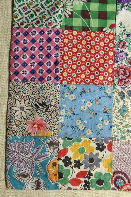 photo of patchwork pieced quilt block cushion covers, vintage cotton print pillow cases #7