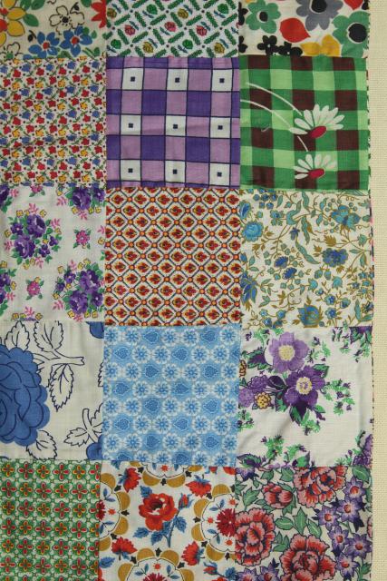 photo of patchwork pieced quilt block cushion covers, vintage cotton print pillow cases #9