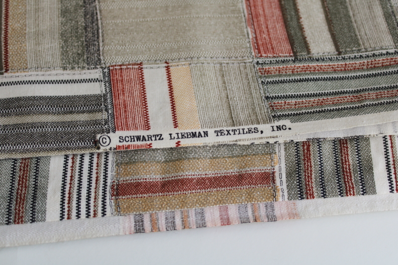 photo of patchwork plaids print cotton fabric, neutral colors old New England coastal style  #3