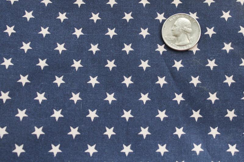 photo of patriotic stars print cotton fabric, cream w/ navy blue primitive Americana style #1