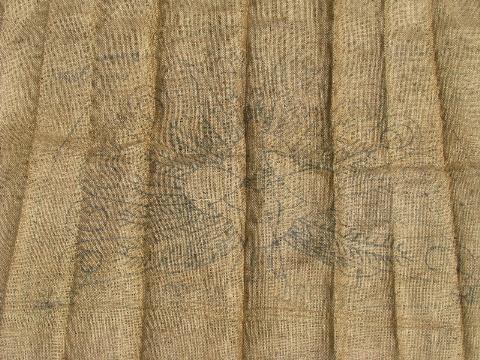 photo of peacock vintage hessian burlap hooked rug canvas to hook w/ yarn or wool #1