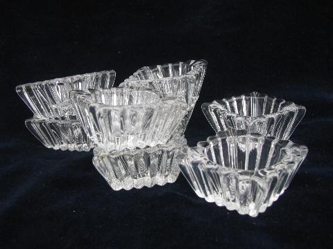 photo of perfect set of 8 vintage glass salt dip dishes, individual open salts #1