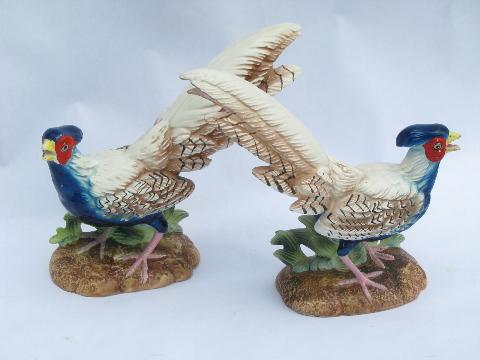 photo of pheasants pair hand-painted pheasant figurines, vintage Artmark Japan #1