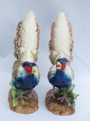 photo of pheasants pair hand-painted pheasant figurines, vintage Artmark Japan #3