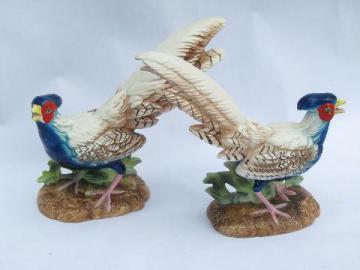 catalog photo of pheasants pair hand-painted pheasant figurines, vintage Artmark Japan