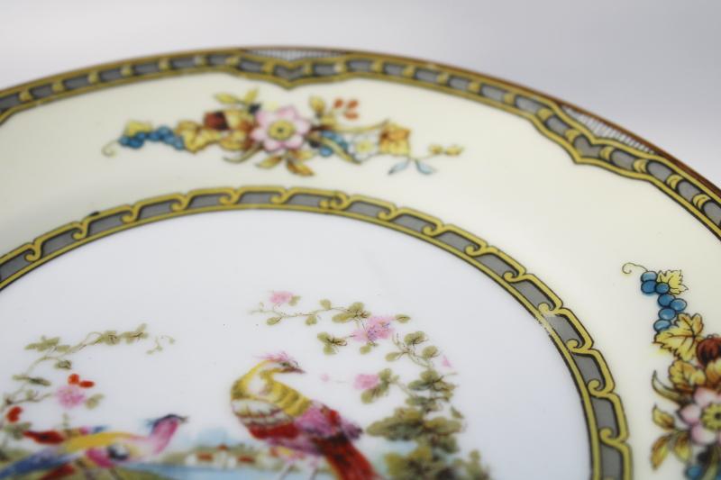 photo of pheasants pattern vintage Windsor Noritake M mark china bread plates hand painted birds #6