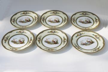 photo of pheasants pattern vintage Windsor Noritake M mark china bread plates hand painted birds