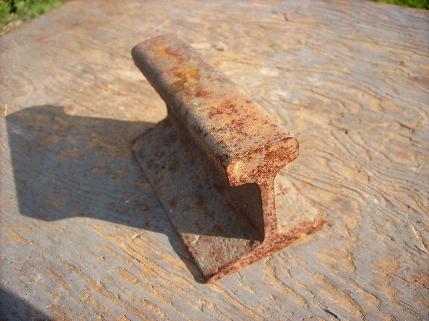 photo of piece of antique small narrow gage railroad track rail, mine shaft car etc. #1