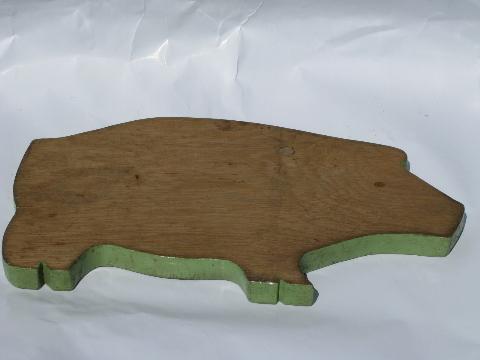 photo of pig shape vintage wood kitchen cutting board or bread board #2