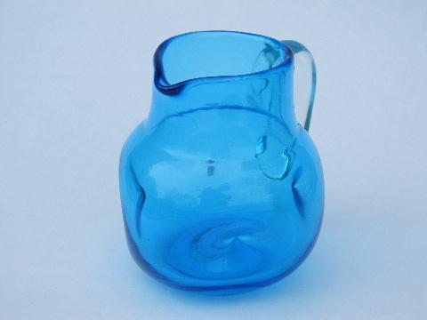 photo of pinch dimpled hand-blown glass pitcher, vintage Mexican art glass? #2