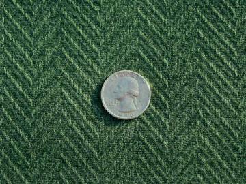 catalog photo of pine green herringbone weave vintage cotton barkcloth fabric, 7 yds