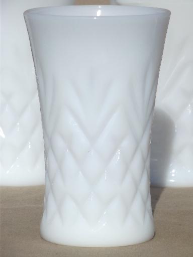 photo of pineapple pattern milk glass pitchers &       tumblers, vintage depression glass #3