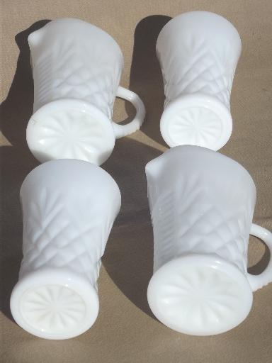 photo of pineapple pattern milk glass pitchers &       tumblers, vintage depression glass #5