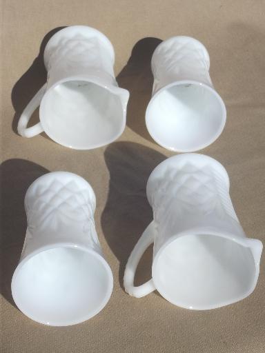 photo of pineapple pattern milk glass pitchers &       tumblers, vintage depression glass #6