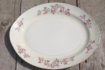 catalog photo of pink apple blossom vintage Homer Laughlin china tray or turkey platter