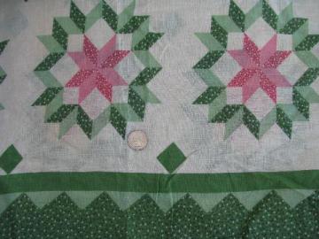 catalog photo of pink & green patchwork quilt border print vintage 1940s cotton fabric