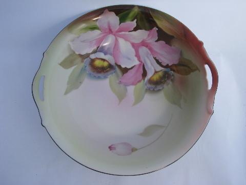 photo of pink jonquils floral, large old Noritake china hand-painted porcelain bowl #1