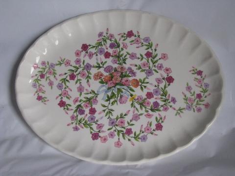 photo of pink & lavender floral chintz pattern, vintage W S George Fiesta pattern china plates #2