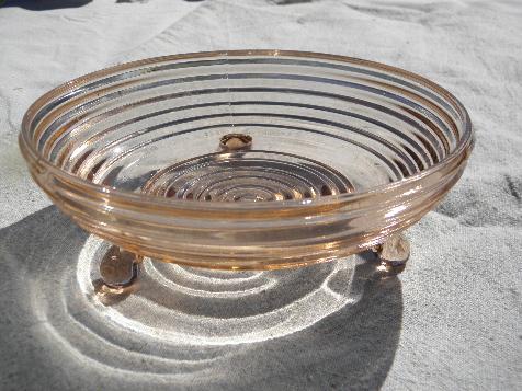 photo of pink manhattan, vintage depression glass candy / nut bowl or pickle dish #2