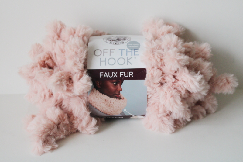 photo of pink poodle faux fur yarn, Lion Brand Off the Hook bulky super thick furry yarn  #1