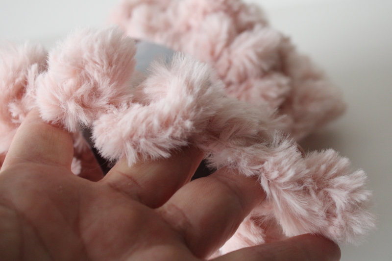 photo of pink poodle faux fur yarn, Lion Brand Off the Hook bulky super thick furry yarn #2