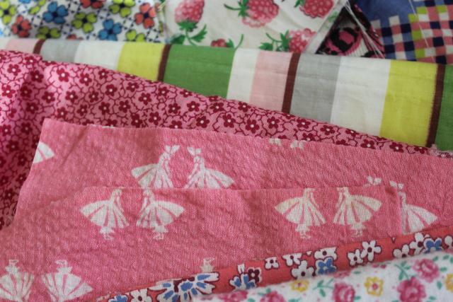 photo of pink prints 30s 40s 50s vintage cotton scraps bundle for quilting sewing craft projects #8