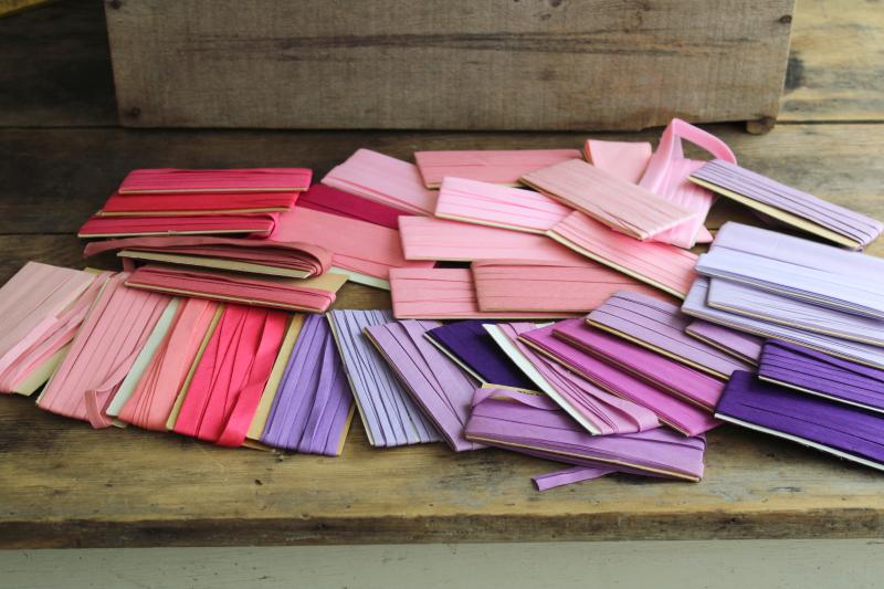 photo of pink & purple lot vintage seam tape, cotton & blend bias binding for sewing projects #1