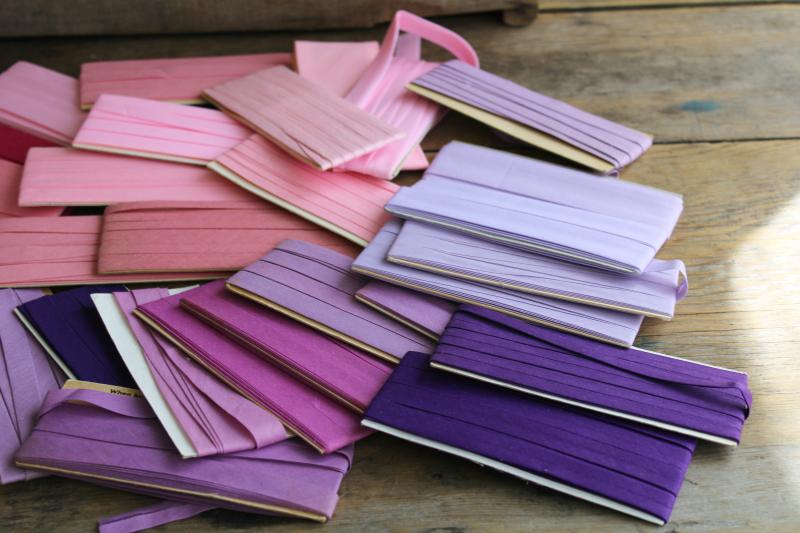 photo of pink & purple lot vintage seam tape, cotton & blend bias binding for sewing projects #2