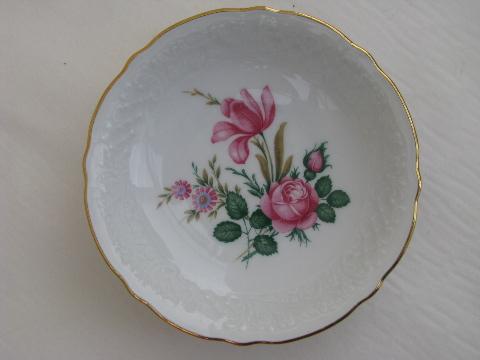 photo of pink rose and tulip, vintage Schumann Bavaria lot of bowls #2