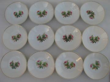 catalog photo of pink roses antique vintage Haviland Limoges china fruit bowls, 12