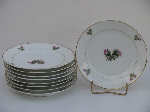 photo of pink roses antique vintage Haviland Limoges china salad plates #1