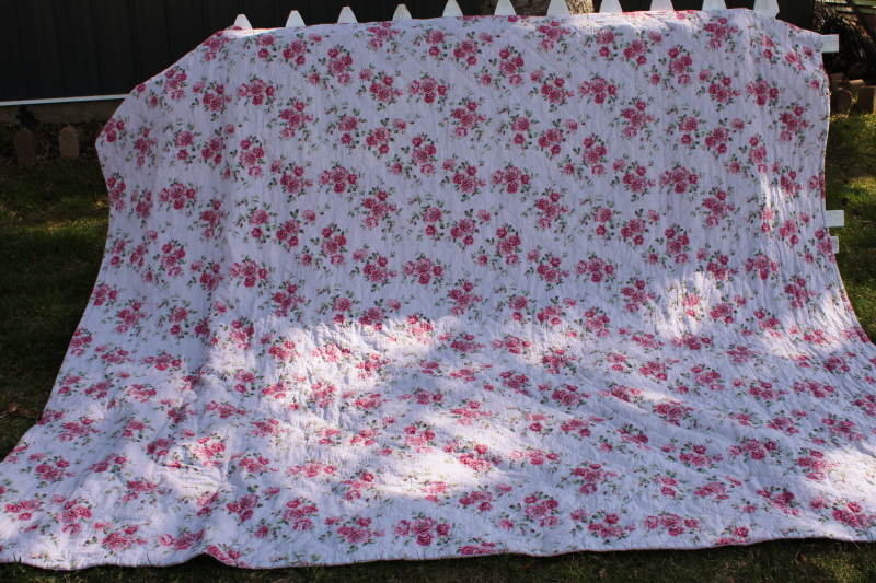 photo of pink roses floral lavender cotton linen quilt Simply Shabby Chic Target king queen size #1