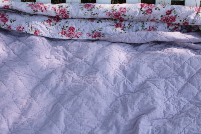 photo of pink roses floral lavender cotton linen quilt Simply Shabby Chic Target king queen size #6