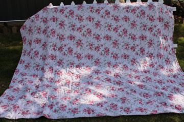 pink roses floral lavender cotton linen quilt Simply Shabby Chic Target king queen size