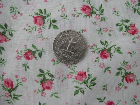 photo of pink roses print, vintage 36'' wide cotton fabric, 3 yards #1