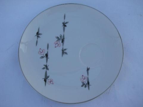 photo of pink roses vintage Japan - Laurel China snack sets, set for four, cups & plates #3