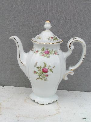 photo of pink roses vintage china coffee pot, haviland bavaria #1