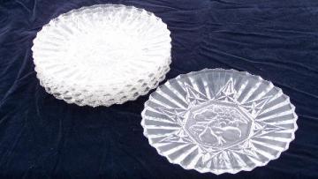 catalog photo of pioneer vintage pressed glass plates, set of 6