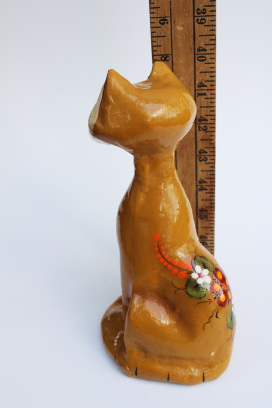 photo of pity kitty vintage hand painted Mexican folk art paper mache figurine crazy cat #5