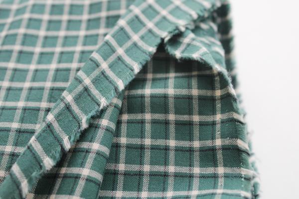 photo of plaid cotton shirting fabric, 7 yds vintage work clothes camp shirt material #2