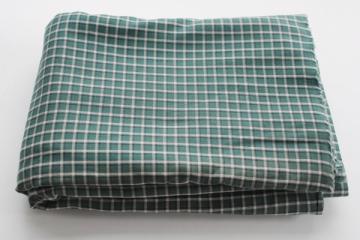 catalog photo of plaid cotton shirting fabric, 7 yds vintage work clothes camp shirt material