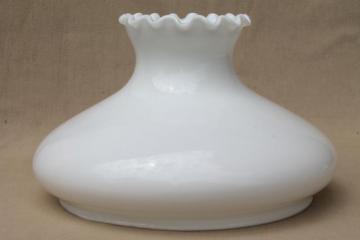 catalog photo of plain antique white milk glass shade for hanging light or table lamp, vintage replacement shade