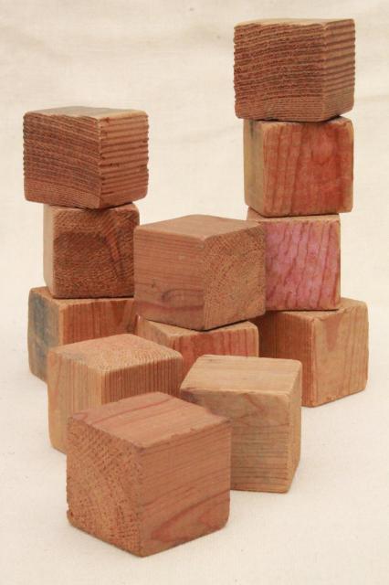 photo of plain primitive handmade wooden blocks, 1930s depression era wood building block toy #3