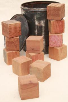 catalog photo of plain primitive handmade wooden blocks, 1930s depression era wood building block toy