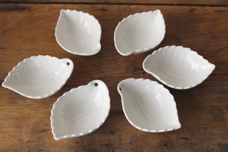 photo of plain white china leaf shaped sauce bowls or dipping dishes, set of 6  #3