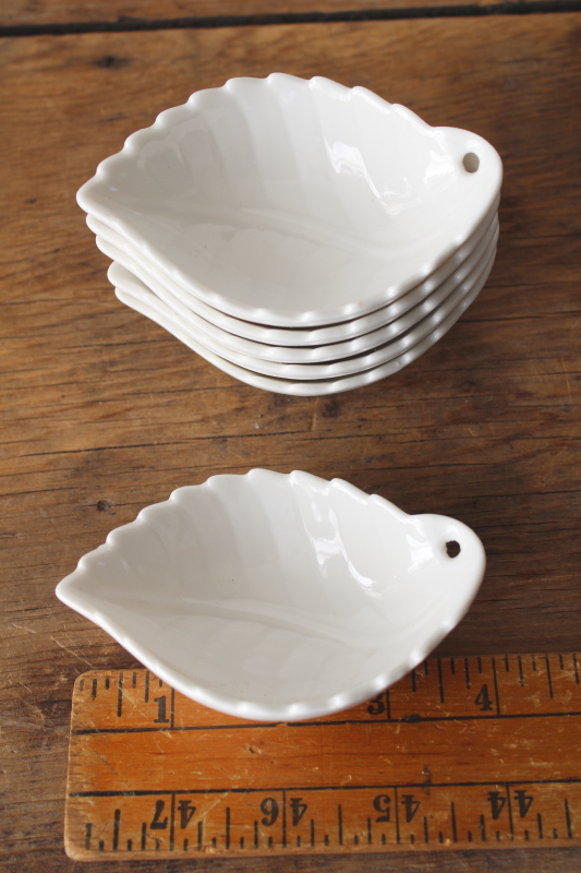 photo of plain white china leaf shaped sauce bowls or dipping dishes, set of 6  #4